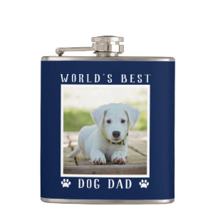 Bester Hundepapa der Welt Pfotenabdruck Foto Navy Flachmann