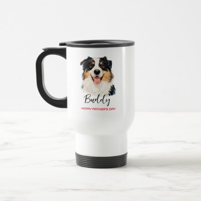 Bester Hundepapa überhaupt | Benutzerdefinierter V Reisebecher (Links)