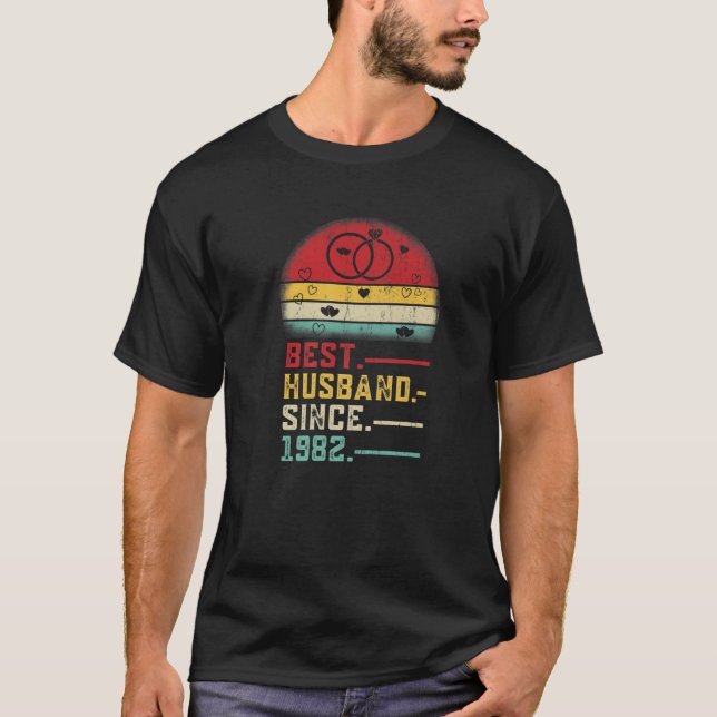 Bester Husband seit 1982 Wedding Graphic 40th Anni T-Shirt (Vorderseite)
