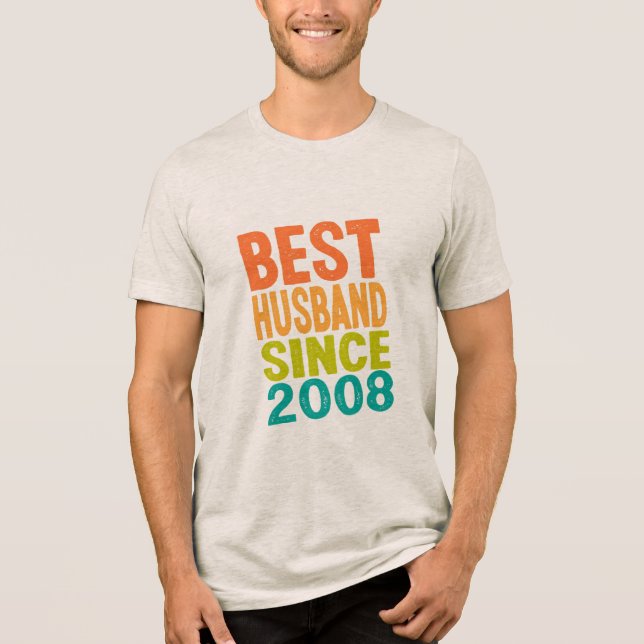 Bester Husband seit 2008 Tri-Blend Shirt (Vorderseite)
