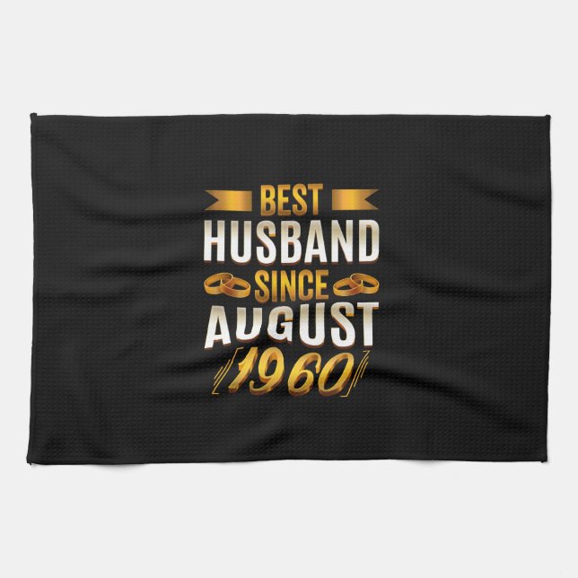 Bester Husband seit August 1960 - Funny 60. Geschirrtuch (Horizontal)