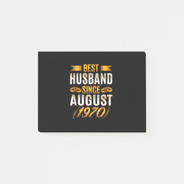 Bester Husband seit August 1970 - Funny 50. Post-it Klebezettel (Vorderseite)