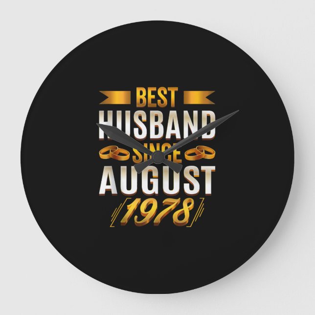Bester Husband seit August 1978 - Funny 42. Große Wanduhr (Vorderseite)