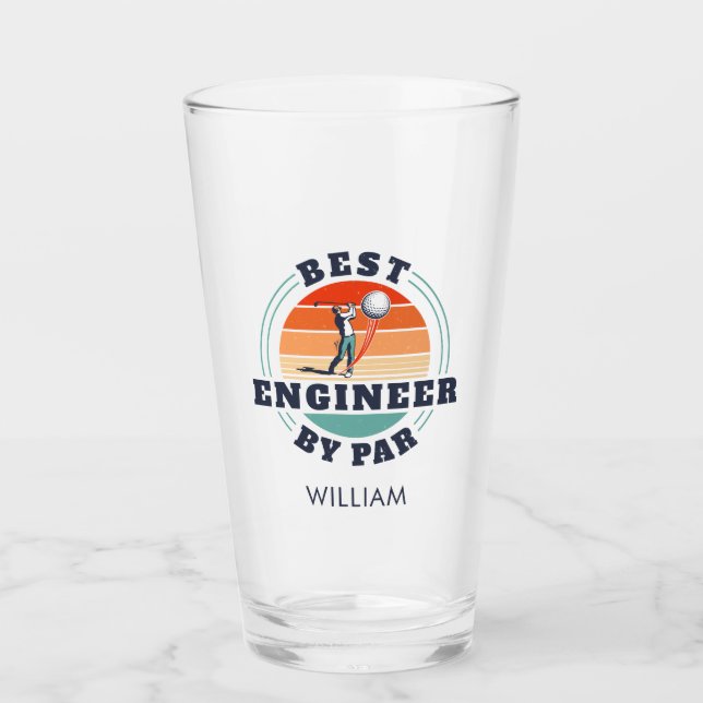 Bester Ingenieur nach Par Personalisierter Geburts Glas (Vorderseite)