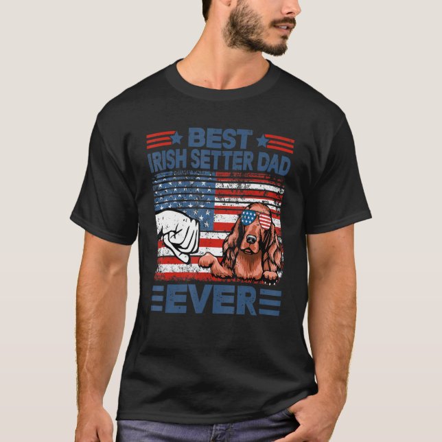 Bester irischer Setter Vater je American Flag Fath T-Shirt (Vorderseite)