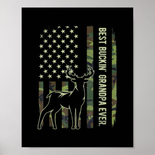 Bester jagender Opa ever Camo amerikanische Flagge Poster