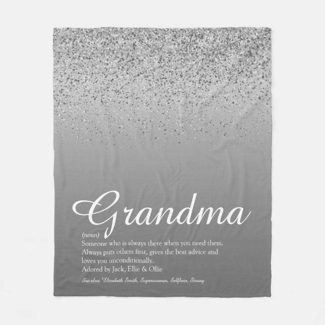 Bester jemals Oma Definition Silver Glitzer Fleecedecke (Vorderseite)
