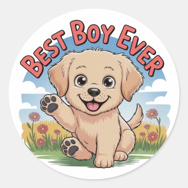 Bester Junge je Runder Aufkleber (Vorderseite)