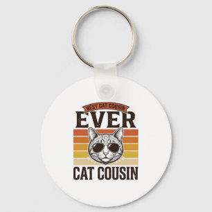 Bester Katzen-Cousin überhaupt Vintage-Katzen-Shir Schlüsselanhänger