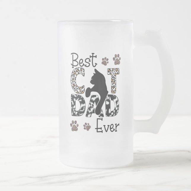 Bester Katzen-Vater je, Katzen-Vater-Leopard, Katz Mattglas Bierglas (Rechts)