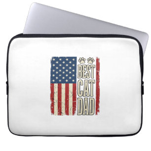 Bester Katzen-Vater Vintage-Flag-Shirt-Design_1 Laptopschutzhülle