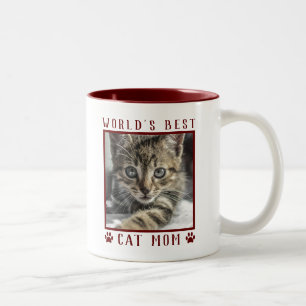 Bester Katzenmutter der Welt Pfotenabdrücke Hausti Zweifarbige Tasse