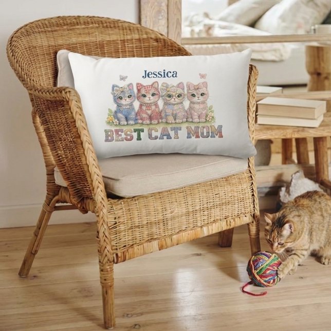 Bester Katzenmutter-Patchwork lustiger personalisi Lendenkissen (Von Creator hochgeladen)