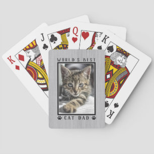 Bester Katzenpapa der Welt Pfotenabdrücke Foto Rus Spielkarten
