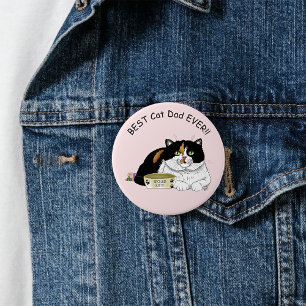 Bester Katzenpapa verwöhnte Dreifarben-Katze zum V Button