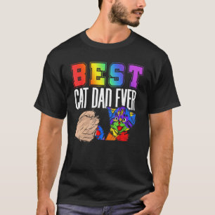 Bester Katzenvater Aller Farben Regenbogen Vaterta T-Shirt