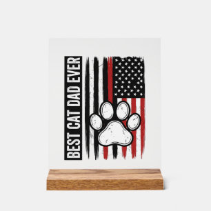 Bester Katzenvater Aller Patriotischer Pfoten-Flag Acrylschild