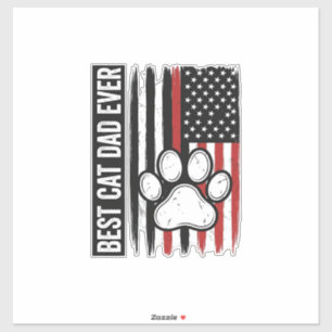 Bester Katzenvater Aller Patriotischer Pfoten-Flag Aufkleber