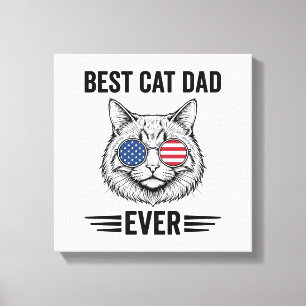 Bester Katzenvater Aller Patriotischer Vintage Kat Leinwanddruck