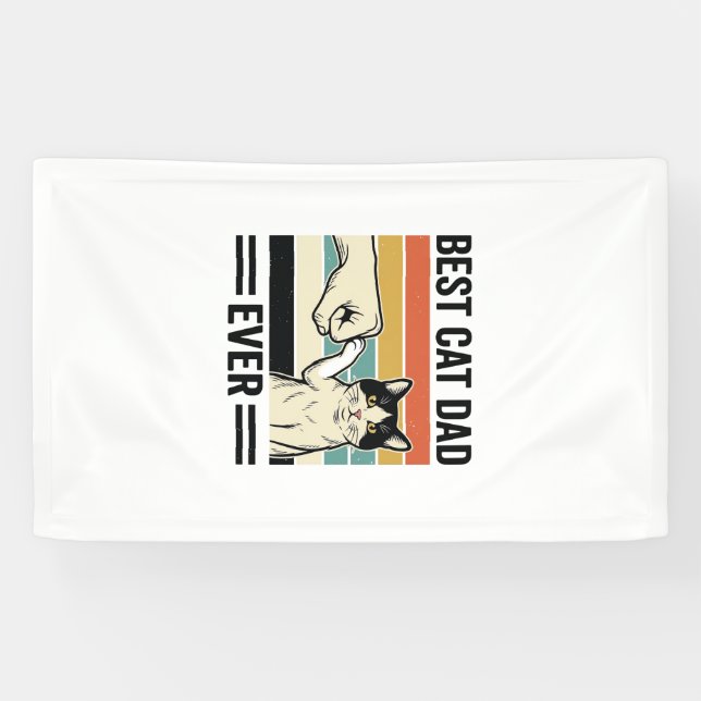Bester Katzenvater aller Zeiten Retro-Katzen-Faust Banner (Horizontal)
