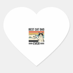 Bester Katzenvater Aller Zeiten Retro Katzen Faust Herz-Aufkleber