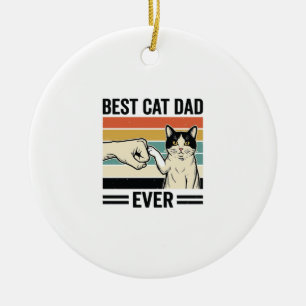 Bester Katzenvater Aller Zeiten Retro Katzen Faust Keramik Ornament