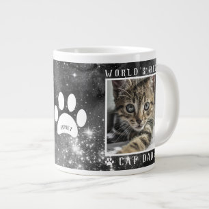 Bester Katzenvater der Welt Weltraum-Pfotenabdrück Jumbo-Tasse