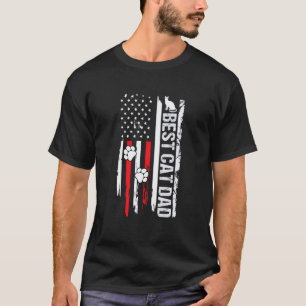 Bester Katzenvater mit amerikanischer Flagge Pfote T-Shirt