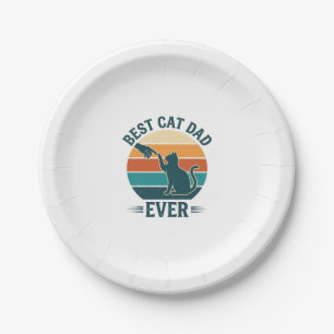 Bester Katzenvater überhaupt Vintage Katzen-Shirt  Pappteller