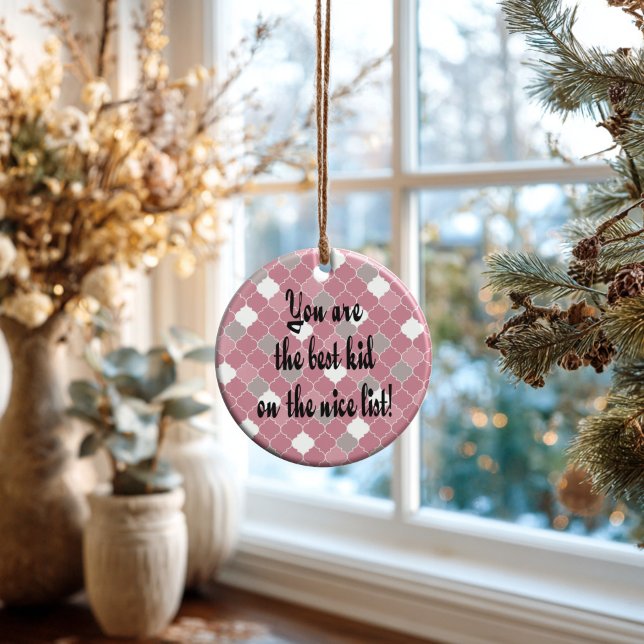Bester Kid Keramik Ornament (Artistic Dual-Use! This personalized quatrefoil ornament doubles as a luxury gift tag.)