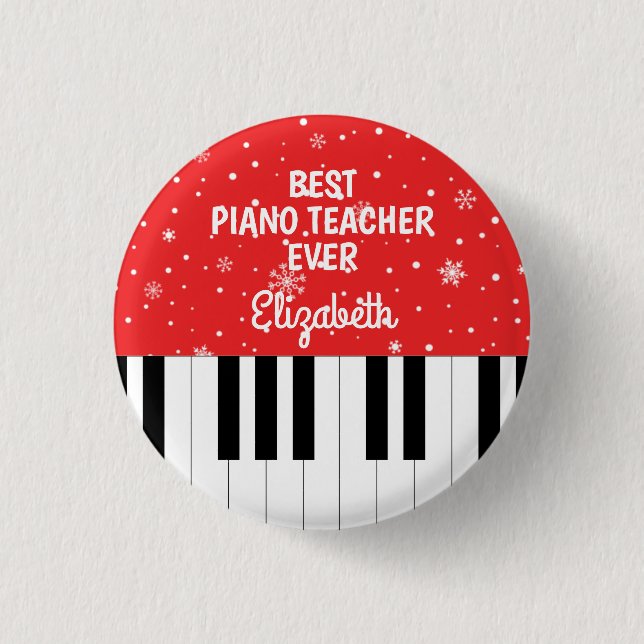 Bester Klavierlehrer je Piano Schlüssel Rot Button (Vorderseite)