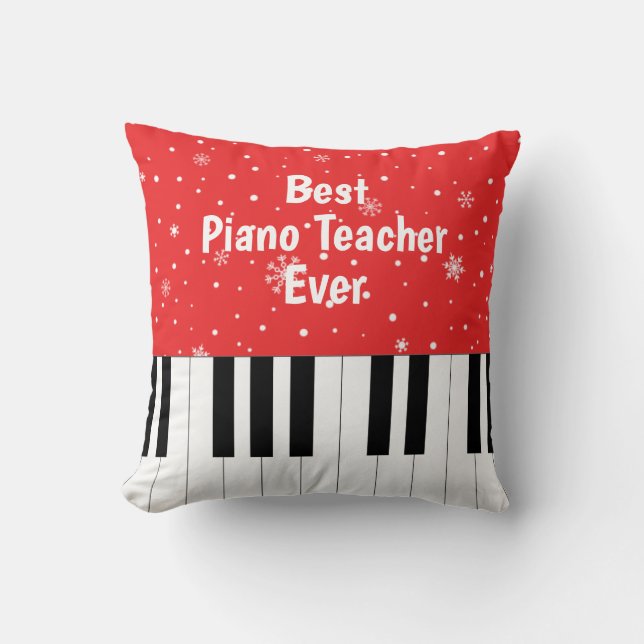 Bester Klavierlehrer je Piano Schlüssel Rot Kissen (Vorderseite)