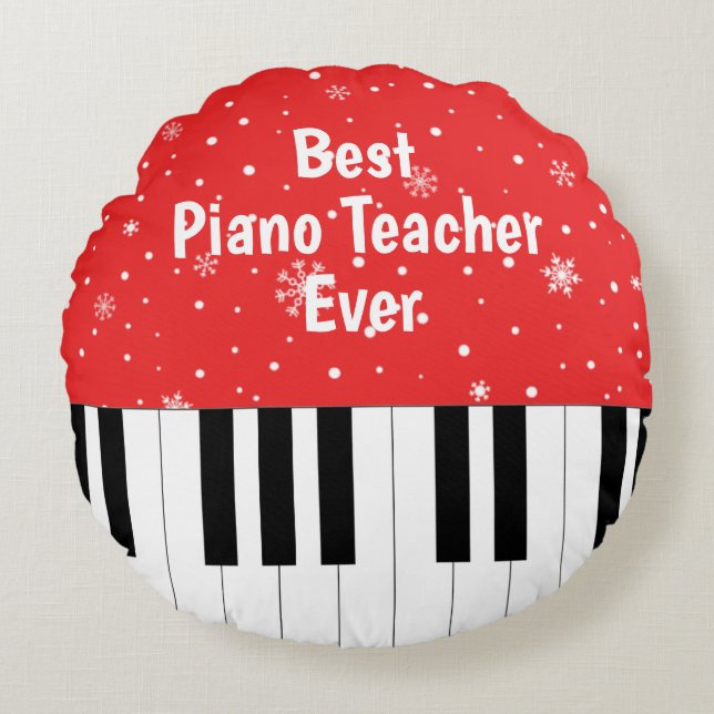 Bester Klavierlehrer je Piano Schlüssel Rot Rundes Kissen (Vorderseite)