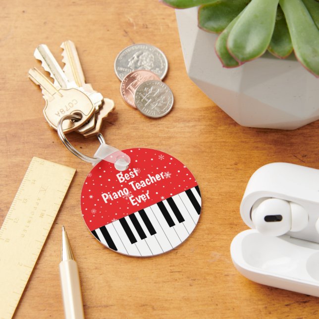 Bester Klavierlehrer je Piano Schlüssel Rot Schlüsselanhänger (Schreibtisch)