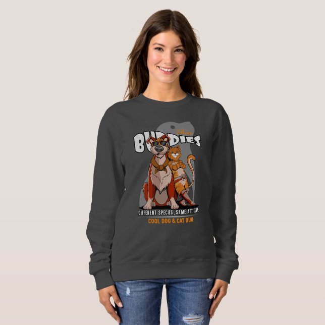 Bester Kumpel (Dunkelmodus) | Damen Sweatshirt (Vorne ganz)