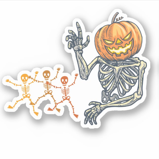 Bester Kürbiskleber aus Skelett, Halloween-Dekor Aufkleber (Vorderseite)