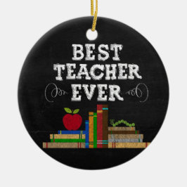 Bester Lehrer Aller Zeiten Rund Kreidetafel Schmuc Keramik Ornament