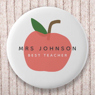 Bester Lehrer Apple Niedlich Fun Modern Name Sca Button