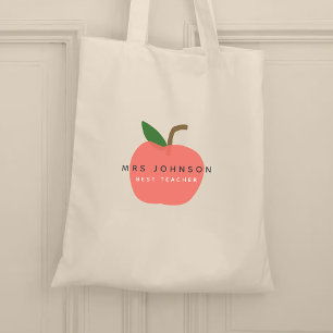 Bester Lehrer Apple Niedlich Fun Modern Name Sca Tragetasche