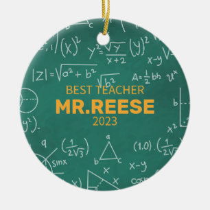 Bester Lehrer Benutzerdefinierter Mathelehrer Name Keramik Ornament
