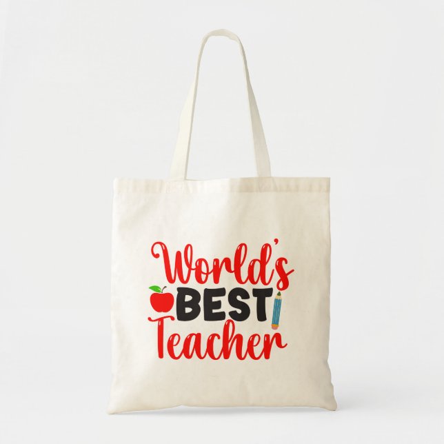 Bester Lehrer der Welt Apple Schulgeschenk Tragetasche (Vorne)