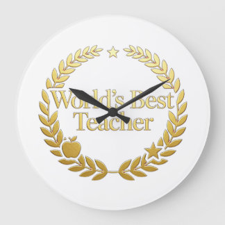 Bester Lehrer der Welt Goldener Lorbeerkranz Wandu Große Wanduhr