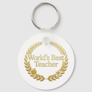 Bester Lehrer der Welt Goldener Lorbeerkranz Wandu Schlüsselanhänger