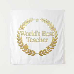 Bester Lehrer der Welt Goldener Lorbeerkranz Wandu Wandteppich