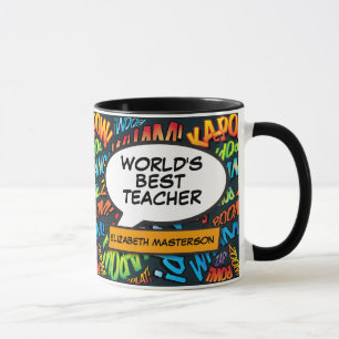 Bester Lehrer der Welt Lustiger Retro-Comic-Modern Tasse
