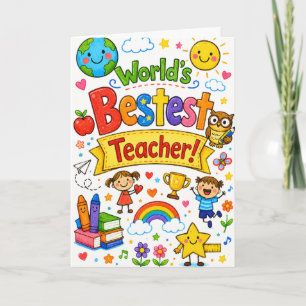 Bester Lehrer der Welt Süße Lehrerbeste Würdigung Karte
