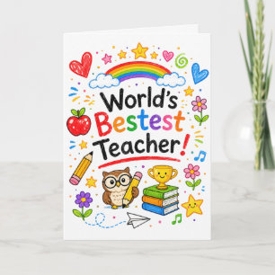 Bester Lehrer der Welt Süße Lehrerbeste Würdigung Karte
