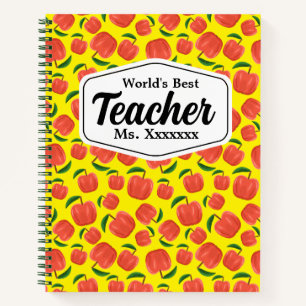 Bester Lehrer Gelbes Apfelmuster Personalisiert Notizbuch