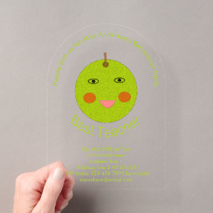 Bester Lehrer Glücklicher Apfel Benutzerdefinierte Acryleinladungen
