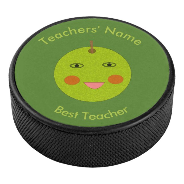 Bester Lehrer Happy Apple Custom Hockey Puck (3/4)
